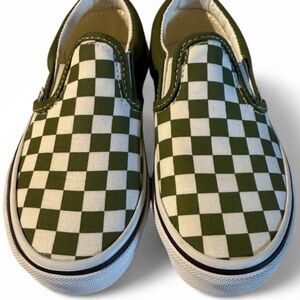 Vans Kids Olive Checkered Sneakers